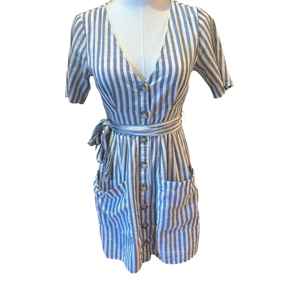 Abercrombie & Fitch XS Striped Button Front Mini Cotton Coastal dress - Picture 2 of 7